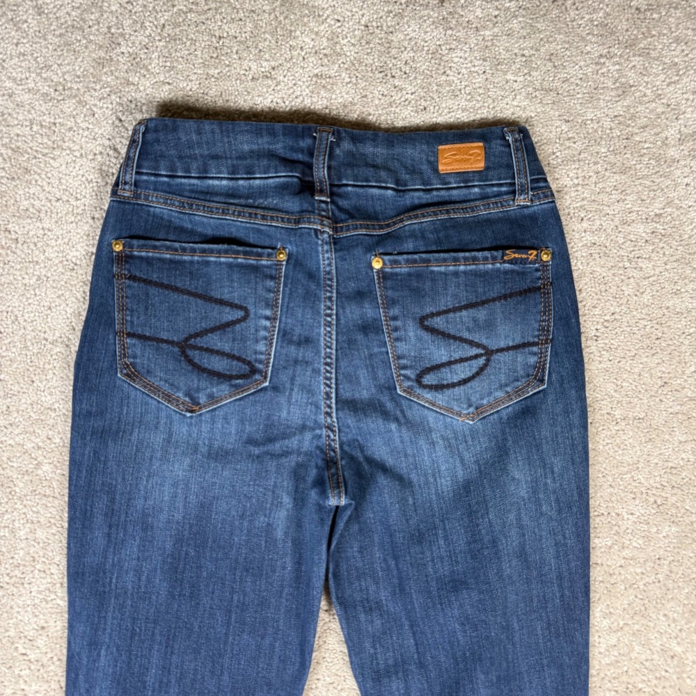 Seven7 Women Dark Wash Tummyless High Rise Skinny Jeans Indigo Denim Size 4 - Picture 8 of 11